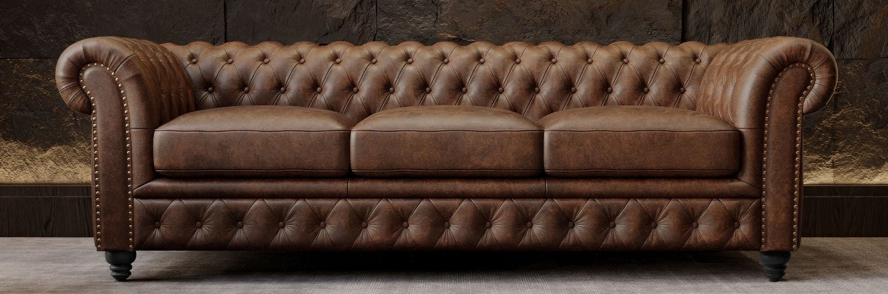 Leather sofa after professional repair and restoration